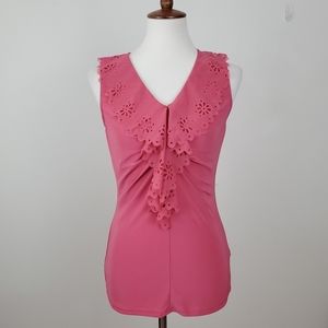 The Limited Laser Cut Ruffle Tank Top